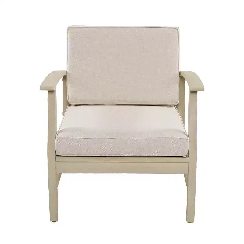 Christopher Knight Home Bennett Rustic 3 Piece Patio Acacia Wood Club Chairs with Round Accent Table