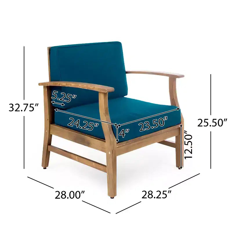 Christopher Knight Home Bennett Rustic 3 Piece Patio Acacia Wood Club Chairs with Round Accent Table