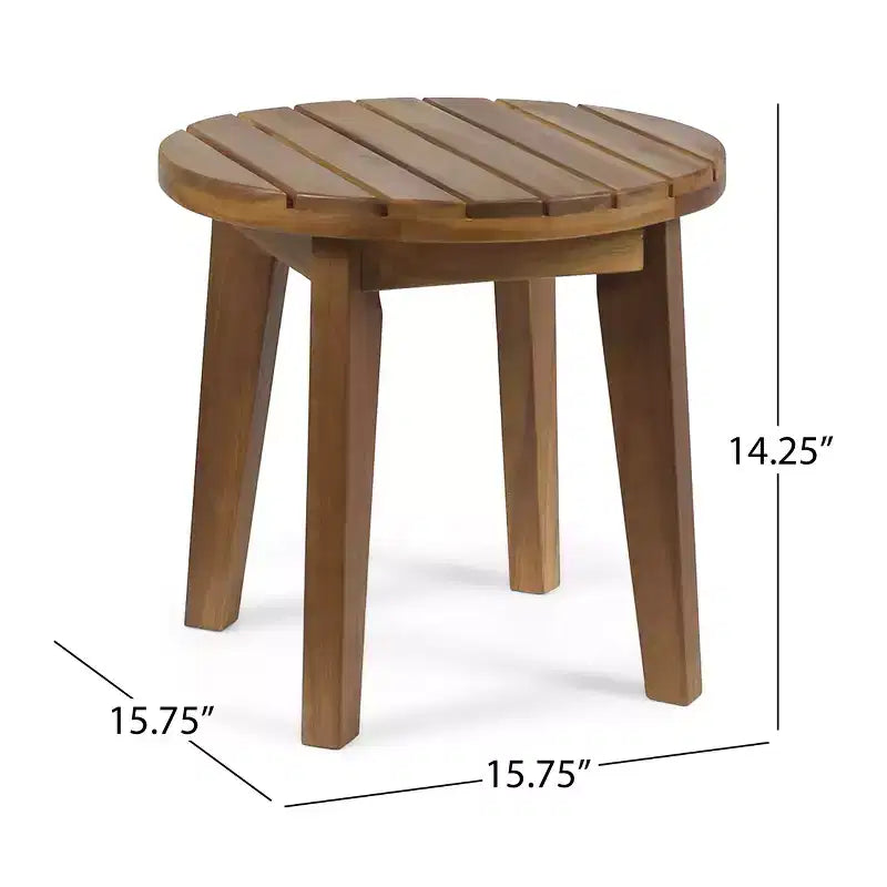 Christopher Knight Home Bennett Rustic 3 Piece Patio Acacia Wood Club Chairs with Round Accent Table