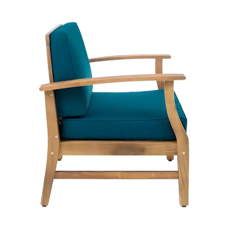 Christopher Knight Home Bennett Rustic 3 Piece Patio Acacia Wood Club Chairs with Round Accent Table