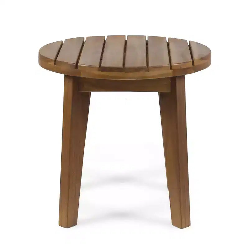 Christopher Knight Home Bennett Rustic 3 Piece Patio Acacia Wood Club Chairs with Round Accent Table