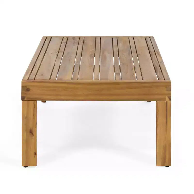 GDFStudio Allegra Outdoor Acacia Wood and Wicker Loveseat and Coffee Table Set with Cushions