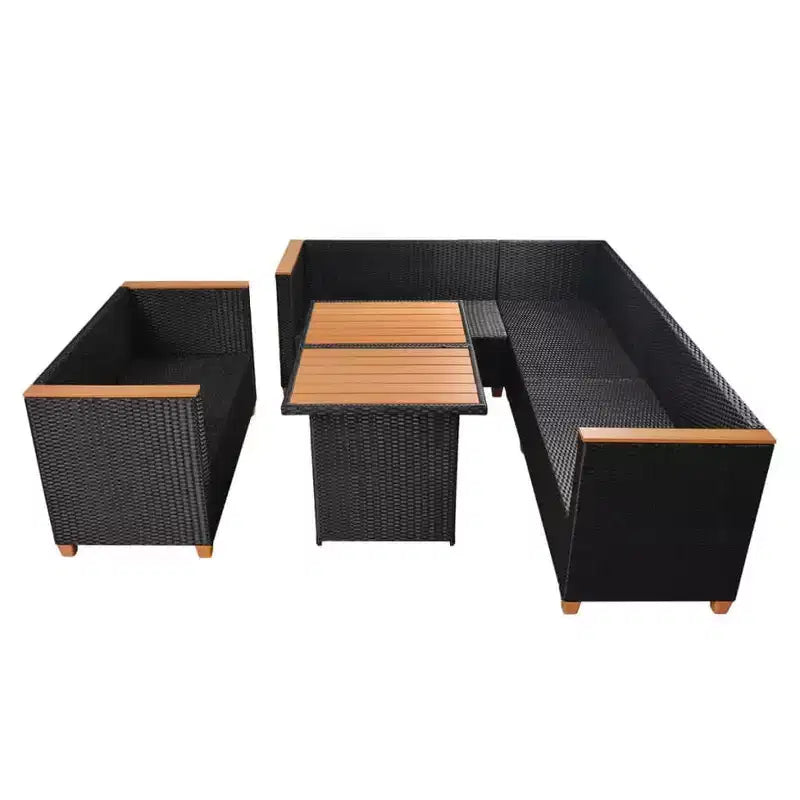 vidaXL Patio Furniture Set Set of 5 Black and Cream White Poly Rattan