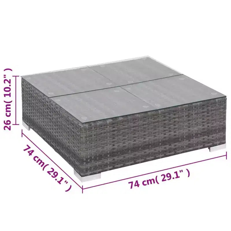vidaXL Patio Lounge Set - 6-Piece Poly Rattan Gray Sectional Sofa Set with Coffee Table and Ottoman - Comfortable Outdoor Seating with Cushions