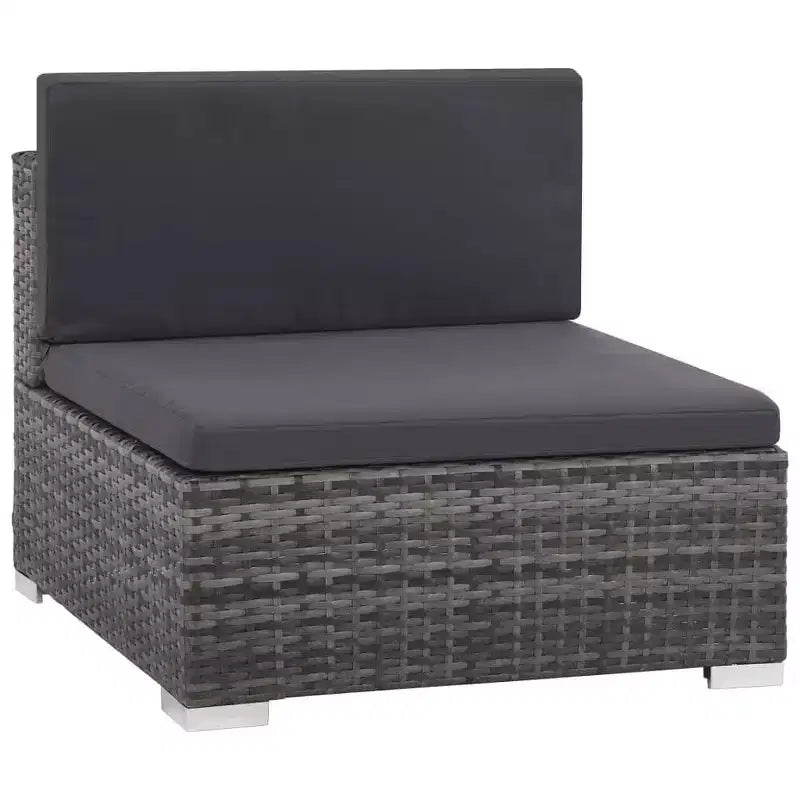 vidaXL Patio Lounge Set - 6-Piece Poly Rattan Gray Sectional Sofa Set with Coffee Table and Ottoman - Comfortable Outdoor Seating with Cushions