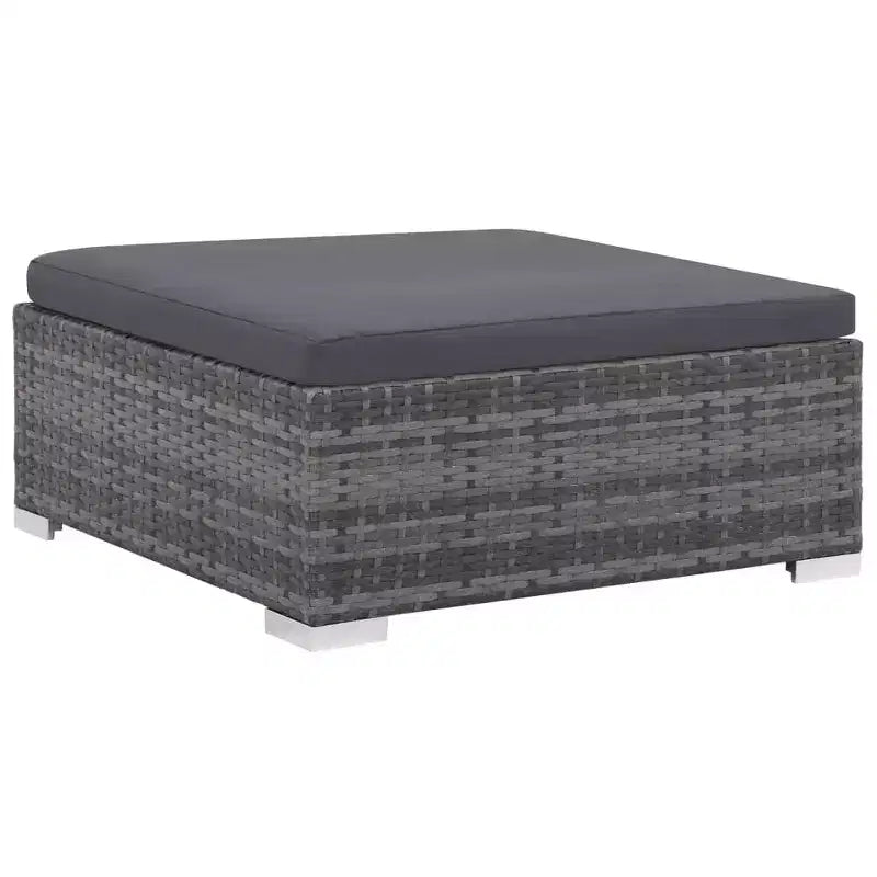 vidaXL Patio Lounge Set - 6-Piece Poly Rattan Gray Sectional Sofa Set with Coffee Table and Ottoman - Comfortable Outdoor Seating with Cushions