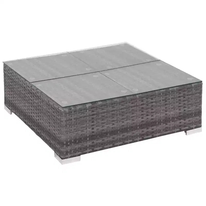 vidaXL Patio Lounge Set - 6-Piece Poly Rattan Gray Sectional Sofa Set with Coffee Table and Ottoman - Comfortable Outdoor Seating with Cushions