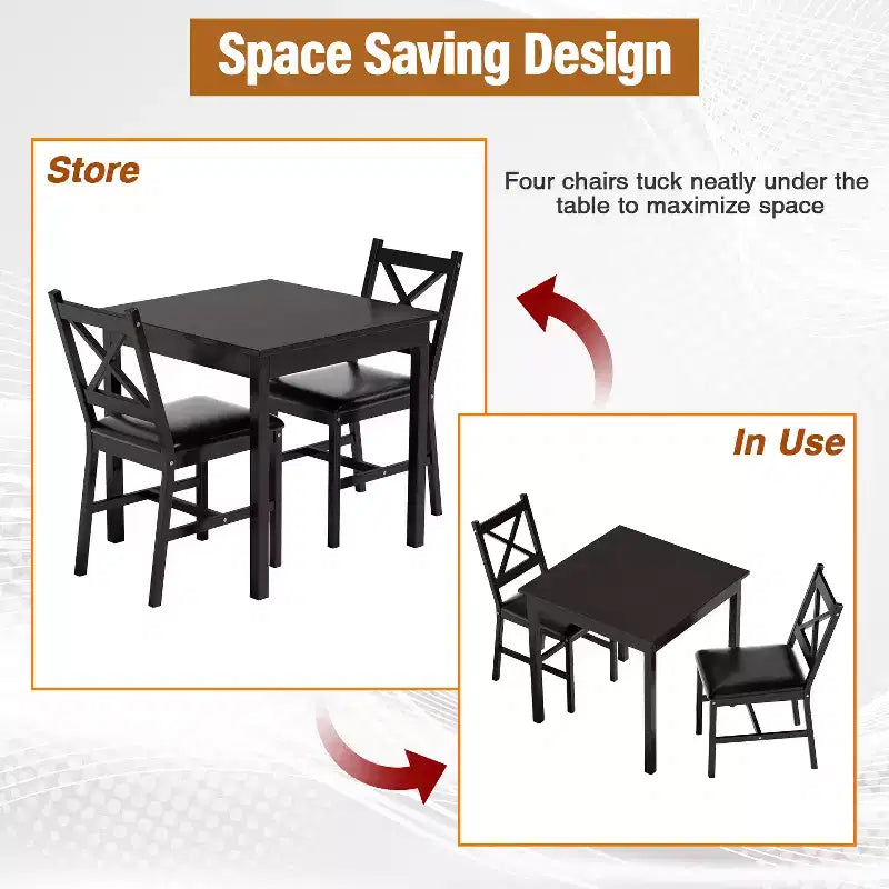 BestMassage Dining Table Set for 2/4 Dining Room Table and Chairs Kitchen Table Set, Dark Brown