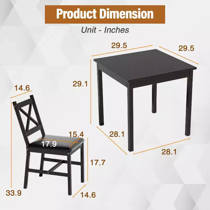 BestMassage Dining Table Set for 2/4 Dining Room Table and Chairs Kitchen Table Set, Dark Brown