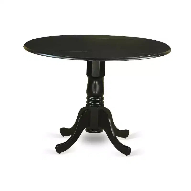 HomeStock Round Dropleaf Dining Set with 4 Parson Chairs Black