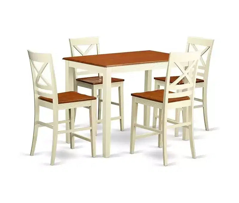 Rubber Wood Counter Height Dining Set Transitional Style 135