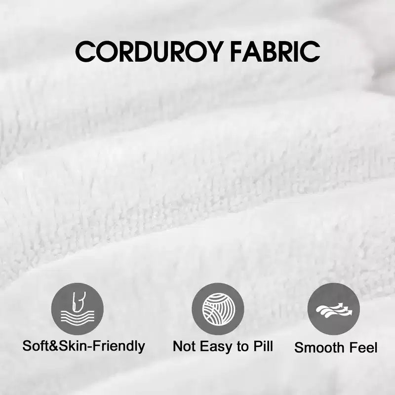 157.6 White Corduroy Fabric DIY Combination U Shape Cloud Sofa Deep Seat Couches with 2 Ottomans Double-layer design Removable Cushion No Assembly