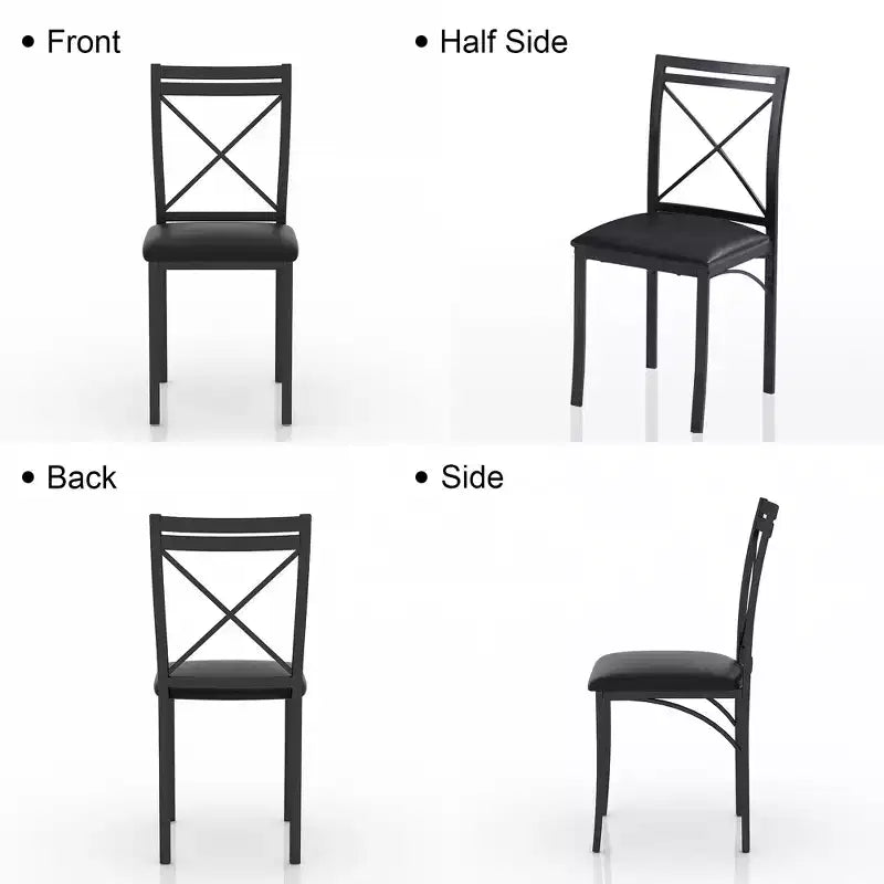 VECELO 5-Piece Dining Table Set for 4, Faux Marble Dinette with 4 Chairs for Kitchen, Small Space, Black/White