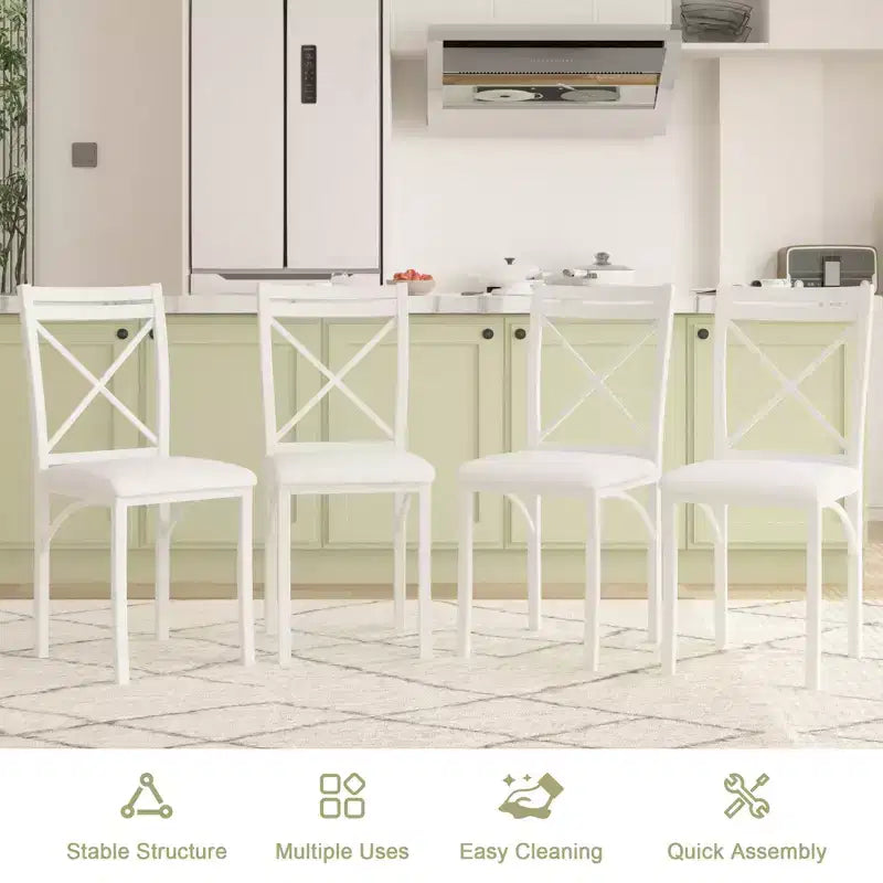 VECELO 5-Piece Dining Table Set for 4, Faux Marble Dinette with 4 Chairs for Kitchen, Small Space, Black/White