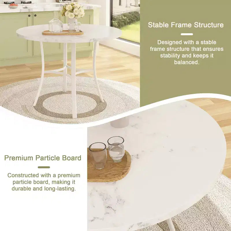 VECELO 5-Piece Dining Table Set for 4, Faux Marble Dinette with 4 Chairs for Kitchen, Small Space, Black/White