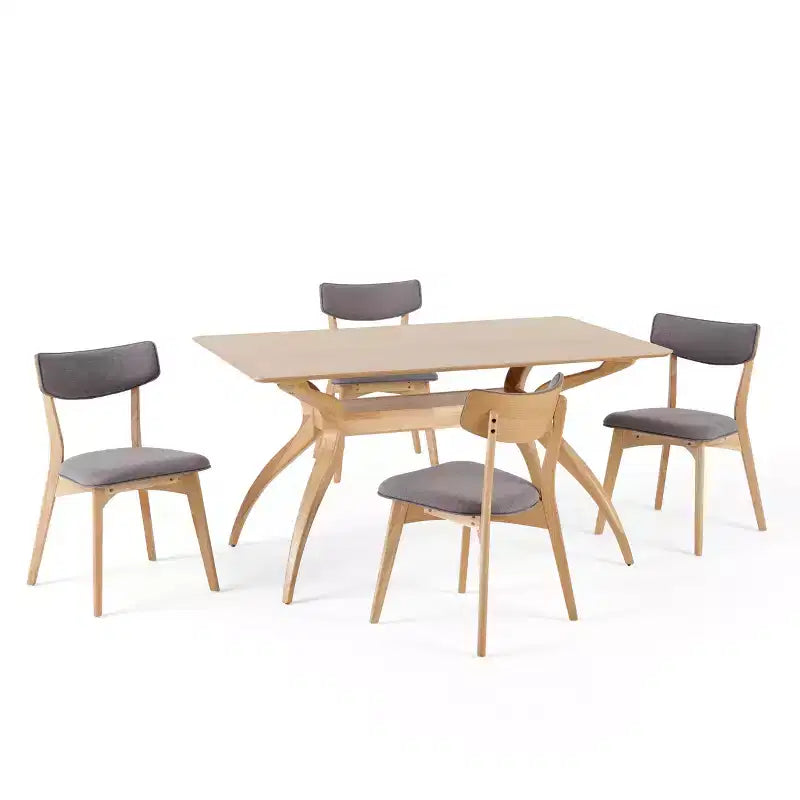 GDFStudio Megann Mid-Century Modern Wood Fabric Upholstered 5 Piece Dining Set