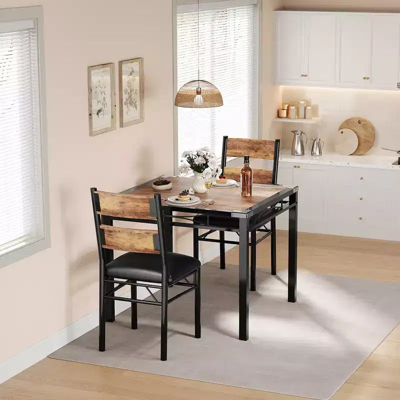 Dining Table Set for 4, Dining Room Table Set, Wood Kitchen Table and Chairs Set of 4 with Upholstered Chairs for, Kitchen Room, Apartment