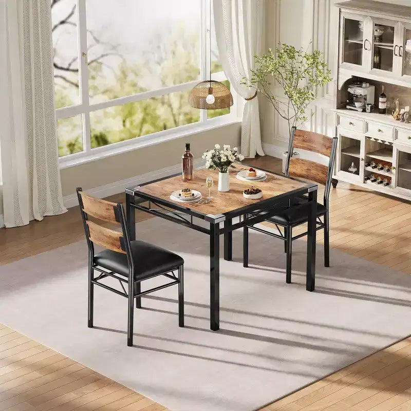 Dining Table Set for 4, Dining Room Table Set, Wood Kitchen Table and Chairs Set of 4 with Upholstered Chairs for, Kitchen Room, Apartment
