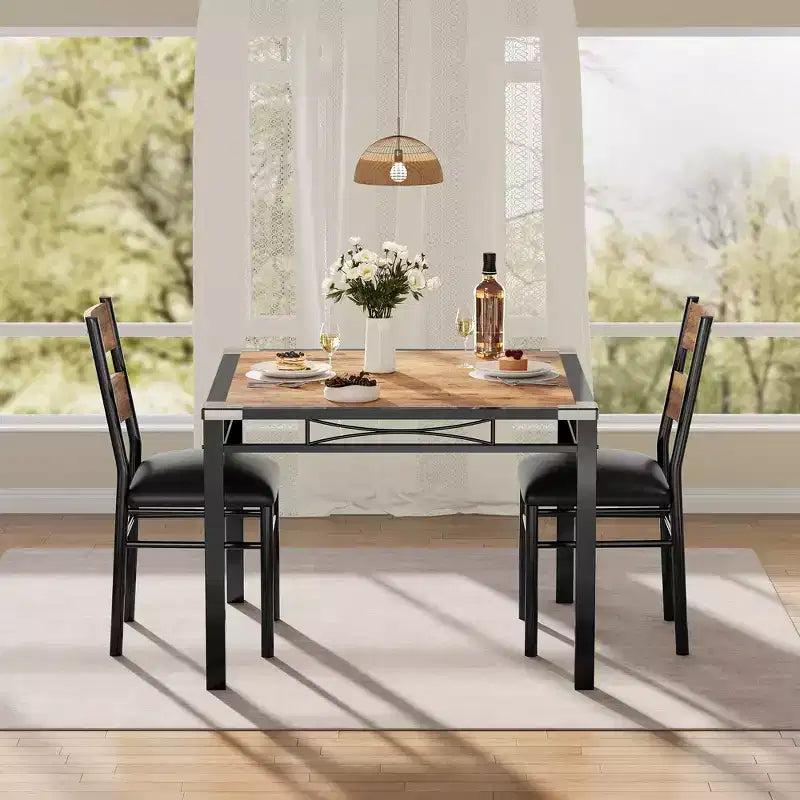 Dining Table Set for 4, Dining Room Table Set, Wood Kitchen Table and Chairs Set of 4 with Upholstered Chairs for, Kitchen Room, Apartment