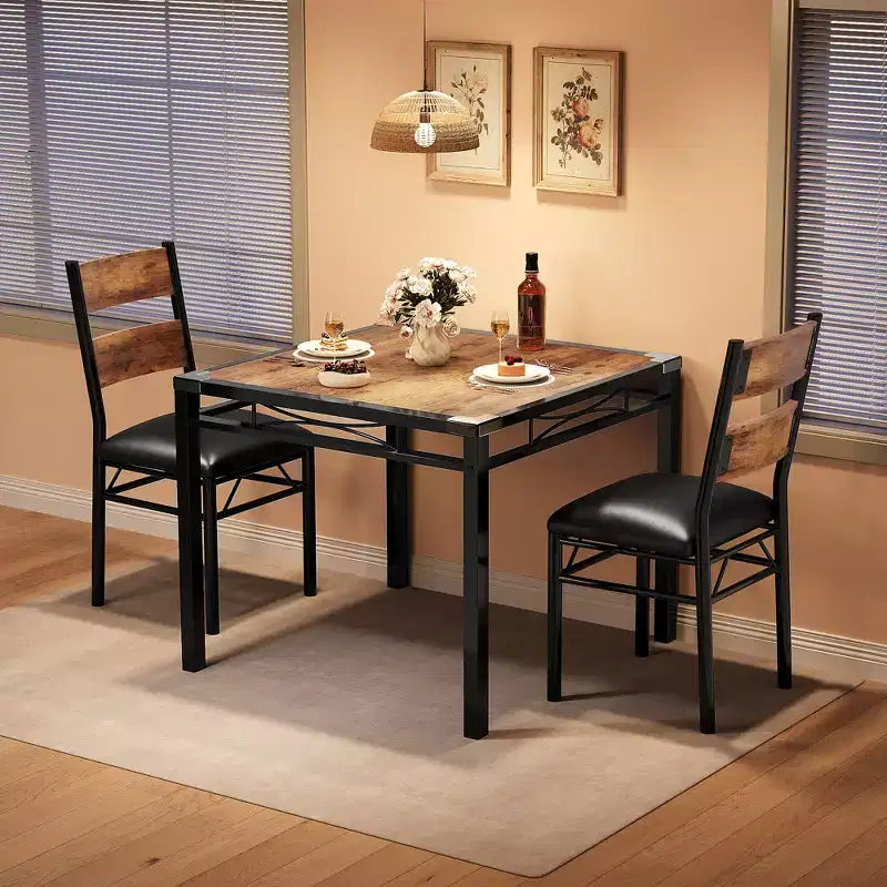 Dining Table Set for 4, Dining Room Table Set, Wood Kitchen Table and Chairs Set of 4 with Upholstered Chairs for, Kitchen Room, Apartment