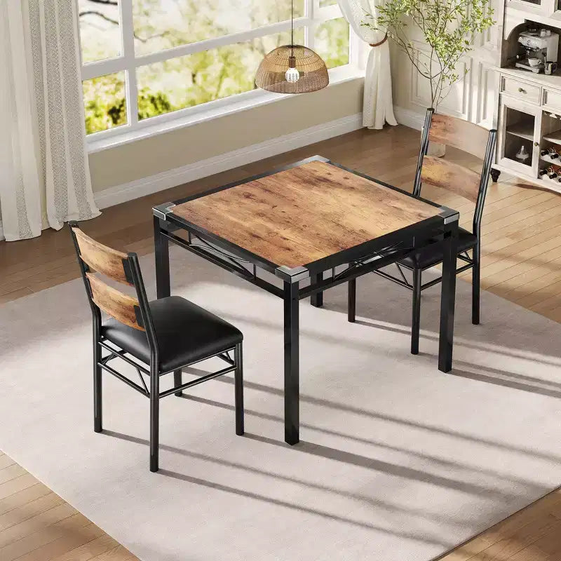 Dining Table Set for 4, Dining Room Table Set, Wood Kitchen Table and Chairs Set of 4 with Upholstered Chairs for, Kitchen Room, Apartment