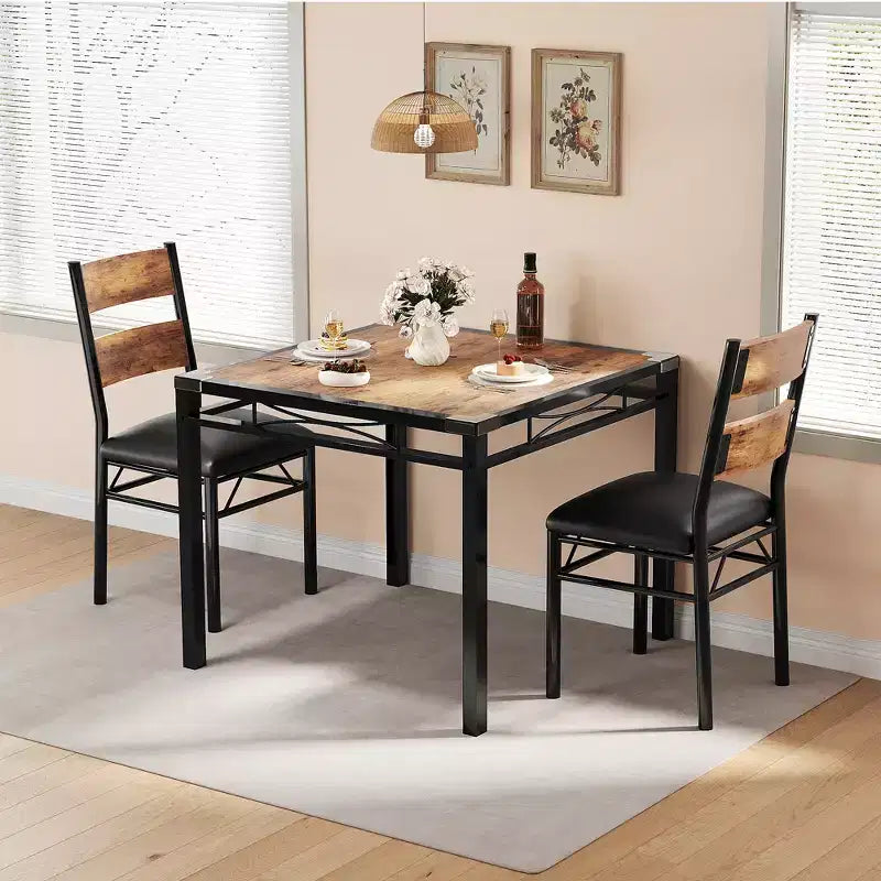 Dining Table Set for 4, Dining Room Table Set, Wood Kitchen Table and Chairs Set of 4 with Upholstered Chairs for, Kitchen Room, Apartment
