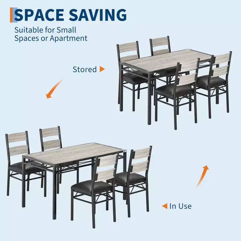 Dining Table Set for 4, Dining Room Table Set, Wood Kitchen Table and Chairs Set of 4 with Upholstered Chairs for, Kitchen Room, Apartment