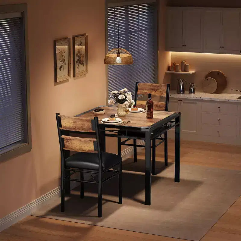Dining Table Set for 4, Dining Room Table Set, Wood Kitchen Table and Chairs Set of 4 with Upholstered Chairs for, Kitchen Room, Apartment