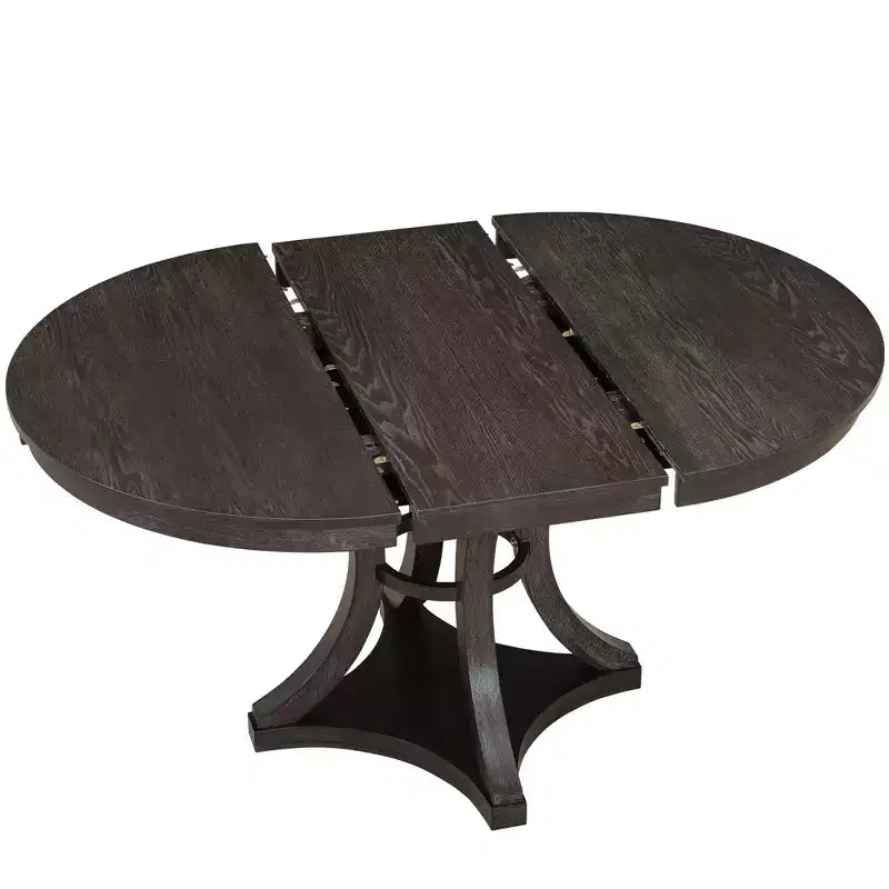 Merax Stylish 5-Piece Retro Dining Set with Extendable Round Table & 4 Upholstered Chairs