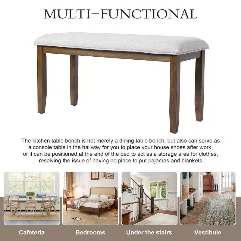 Farmhouse Extendable Dining Table Set for 6, 7 Pieces Wood Expanding Kitchen Table Set with 6 Upholstered Chairs