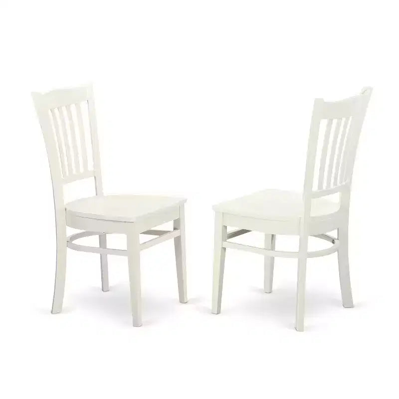 HomeStock Belmont 5 Pc Dining set with a Kitchen Table and 4 Wood Seat Kitchen Chairs in Linen White