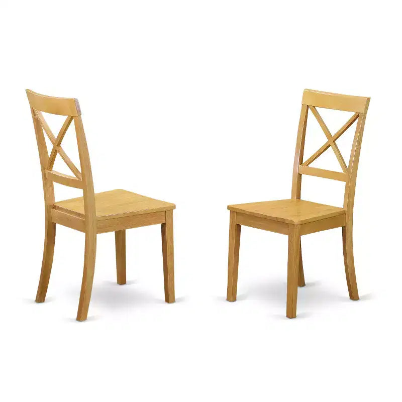 HomeStock Belmont 5 Pc Kitchen table set with a Dining Table and 4 Wood Seat Chairs in Oak