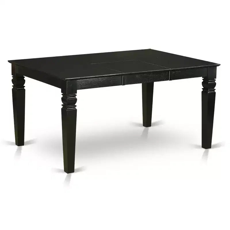 HomeStock Belmont 5Pc Rectangle 42/60 Inch Table With 18 In Self Storing Butterfly Leaf And Four Wood Seat Dining Chairs, Black