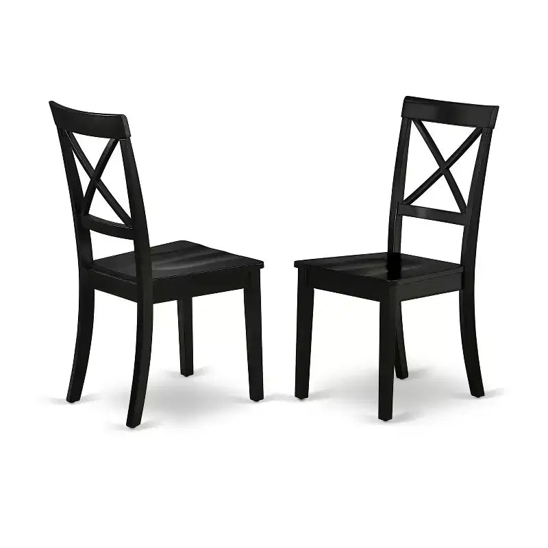 HomeStock Belmont 5Pc Rectangle 42/60 Inch Table With 18 In Self Storing Butterfly Leaf And Four Wood Seat Dining Chairs, Black