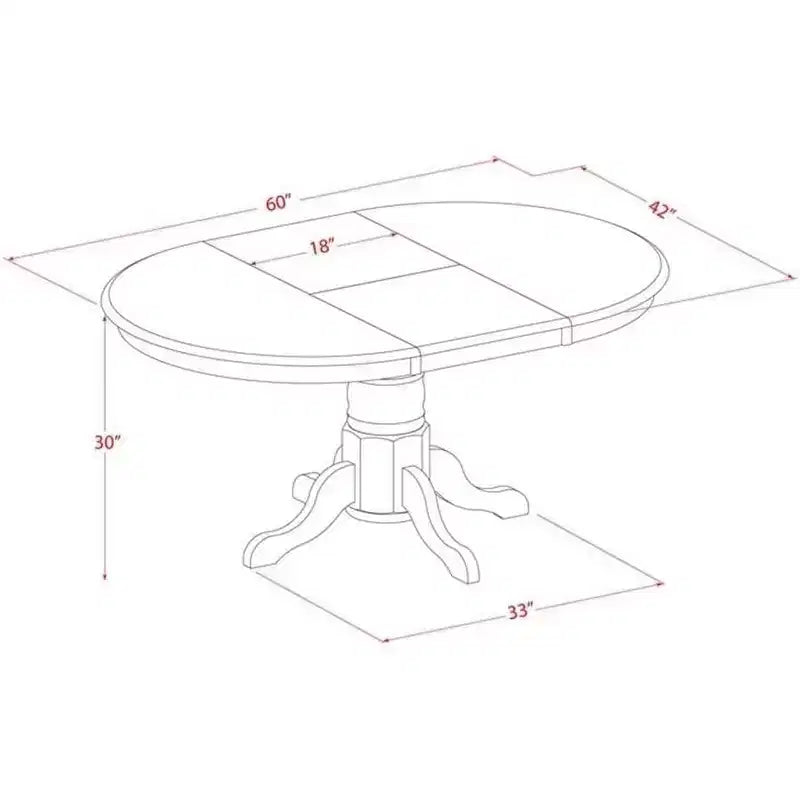 HomeStock Belmont 5Pc Oval 42/60 Inch Dining Table With 18 In Self Storing Butterfly Leaf And Four Wood Seat Chairs