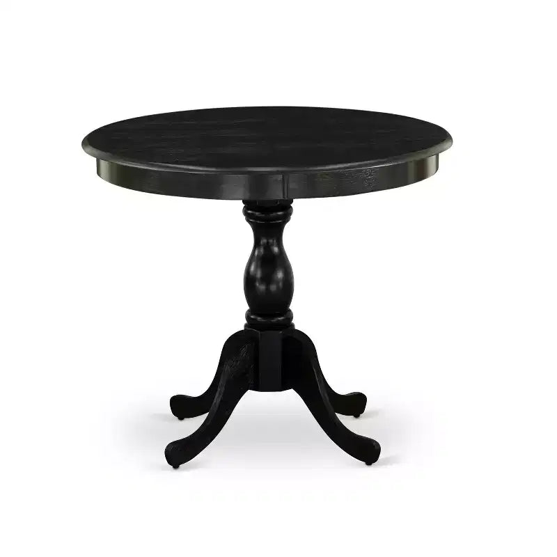 HomeStock Belmont 3 Piece Dinette Sets Contains 1 Wooden Dining Table and 2 Black Linen Fabric Dinning Chairs , High Back ? Wire Brushed Black Finish