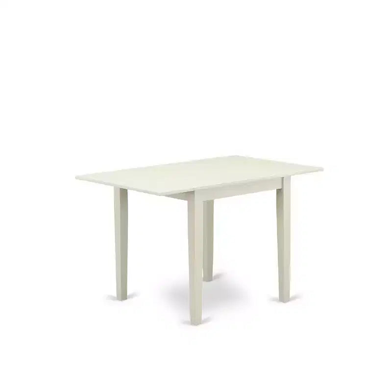 HomeStock Belmont Dining Set 5 Pc - 4 Chairs For Dining Room and a wood dining table - Linen White Finish Solid wood - Baby Blue Color Linen Fabric