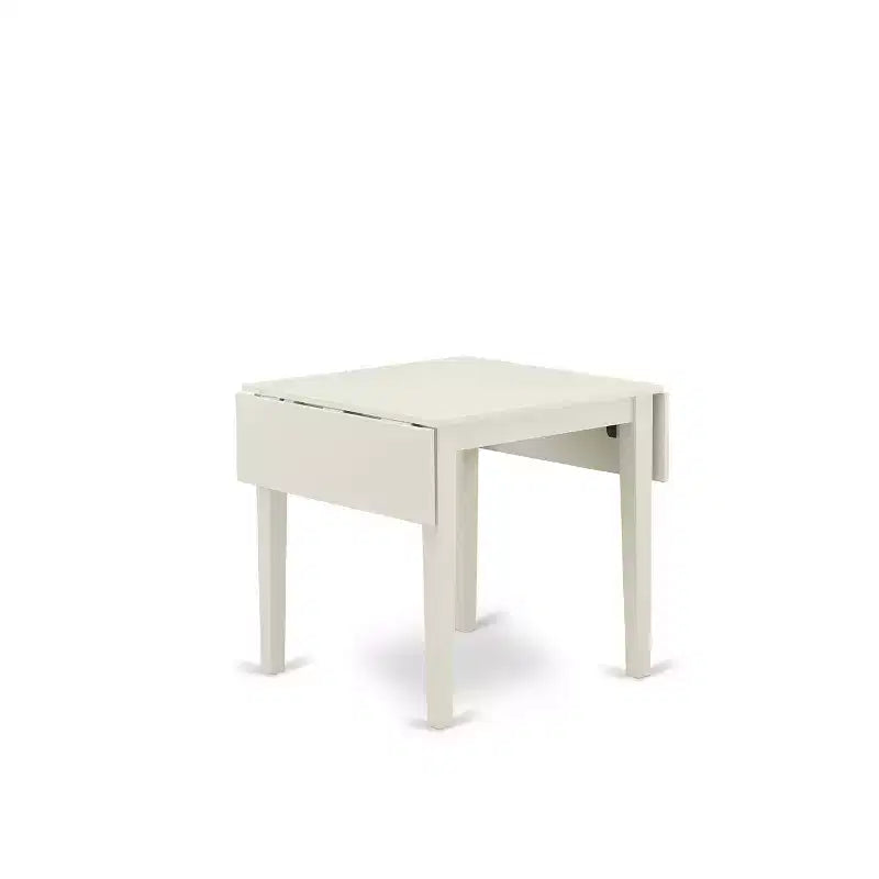HomeStock Belmont Dining Set 5 Pc - 4 Chairs For Dining Room and a wood dining table - Linen White Finish Solid wood - Baby Blue Color Linen Fabric