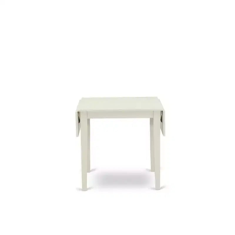 HomeStock Belmont Dining Set 5 Pc - 4 Chairs For Dining Room and a wood dining table - Linen White Finish Solid wood - Baby Blue Color Linen Fabric