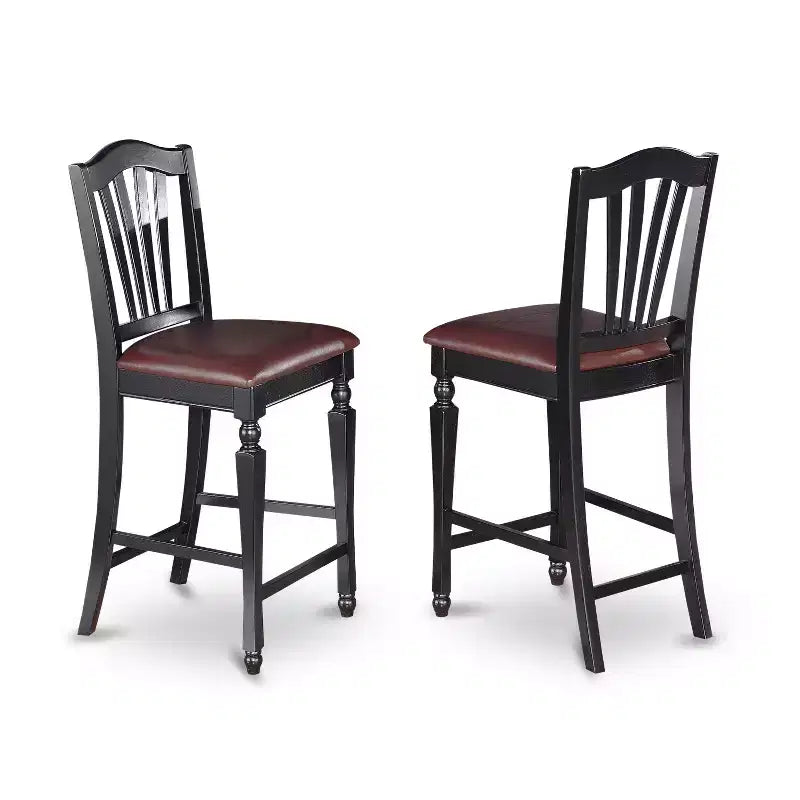 HomeStock Belmont Counter Dining Table Set with Self - Storing Leaf and 8 Parson Chairs, Black Finish