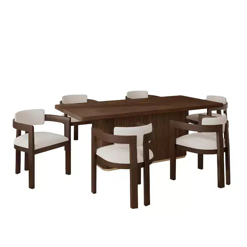 Christopher Knight Home Evangeline Contemporary 7 Piece Rubberwood Upholstered Dining Set with Oversized Rectangular Table