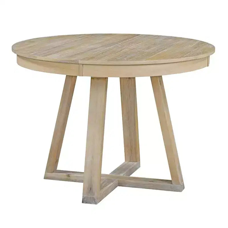5 Pieces Extendable Dining Set for 4, Round Table with Leaf and 4 Upholstered Chairs