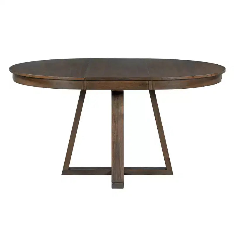 5 Pieces Extendable Dining Set for 4, Round Table with Leaf and 4 Upholstered Chairs
