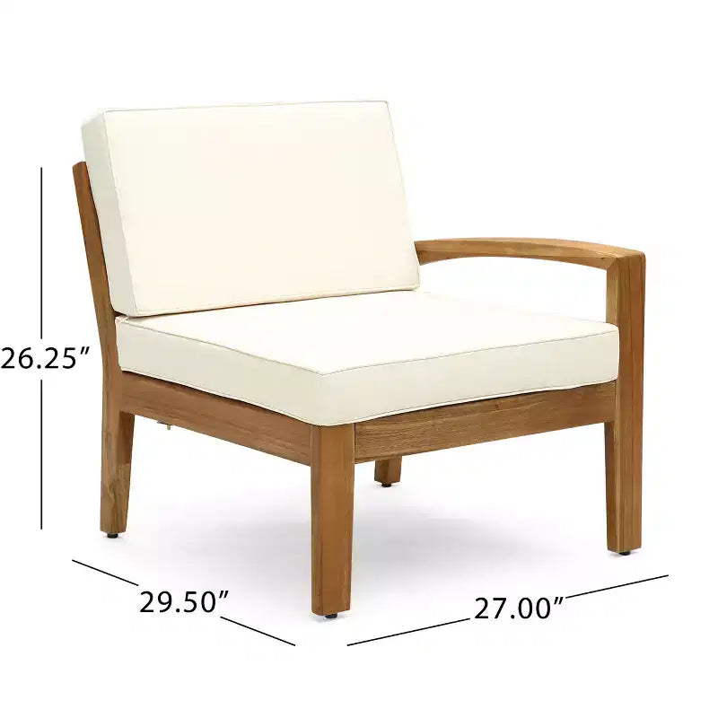 GDFStudio Parma Outdoor Acacia Wood 7 Seater Sectional Sofa Chat Set with Ottoman
