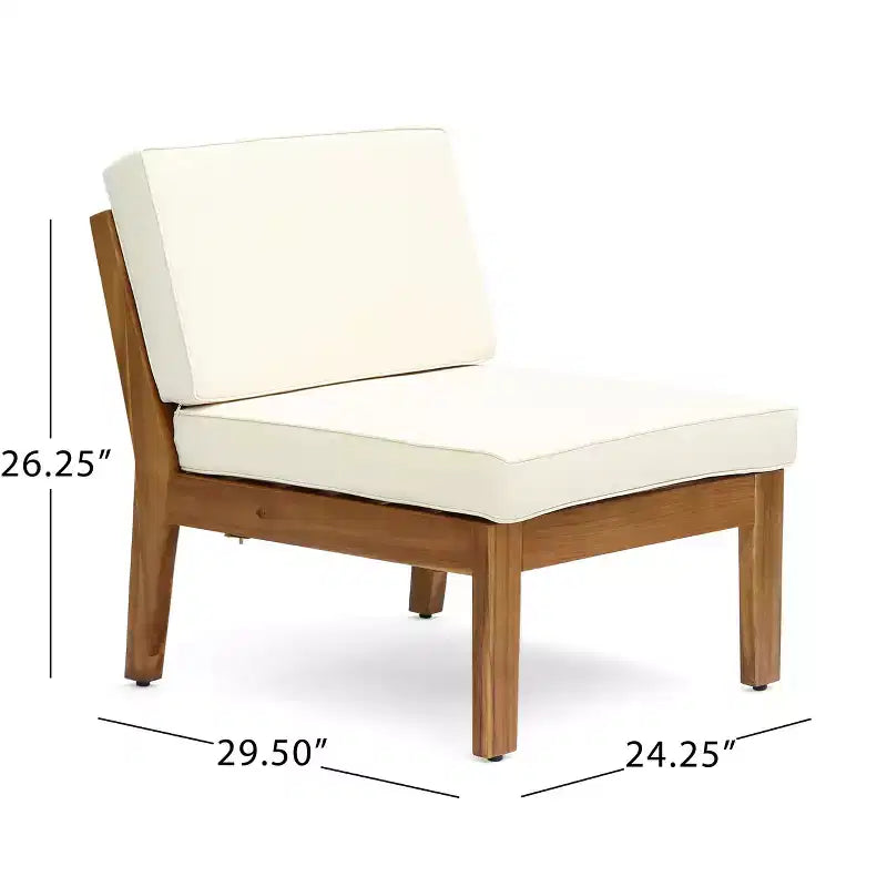 GDFStudio Parma Outdoor Acacia Wood 7 Seater Sectional Sofa Chat Set with Ottoman