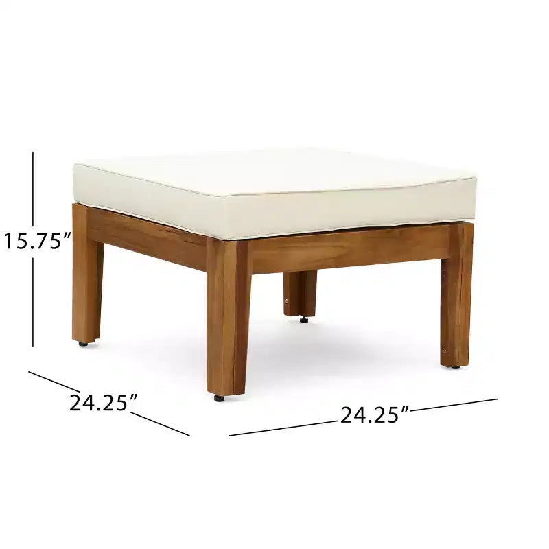 GDFStudio Parma Outdoor Acacia Wood 7 Seater Sectional Sofa Chat Set with Ottoman