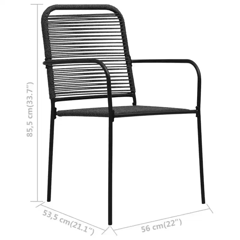 vidaXL Garden Dining Set 5/7 Piece Cotton Rope and Steel Black Outdoor Patio