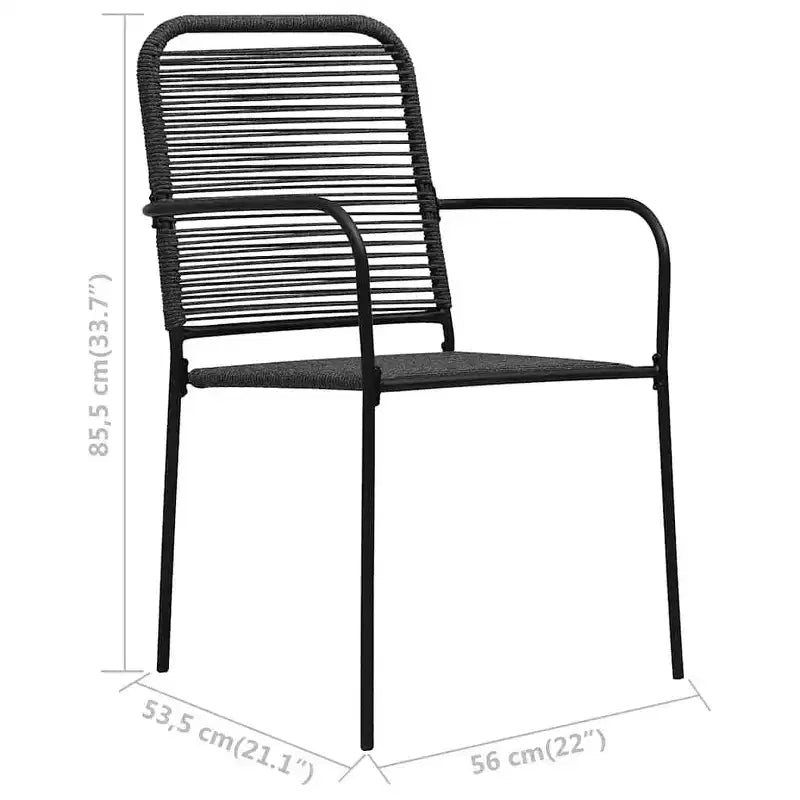 vidaXL Garden Dining Set 5/7 Piece Cotton Rope and Steel Black Outdoor Patio