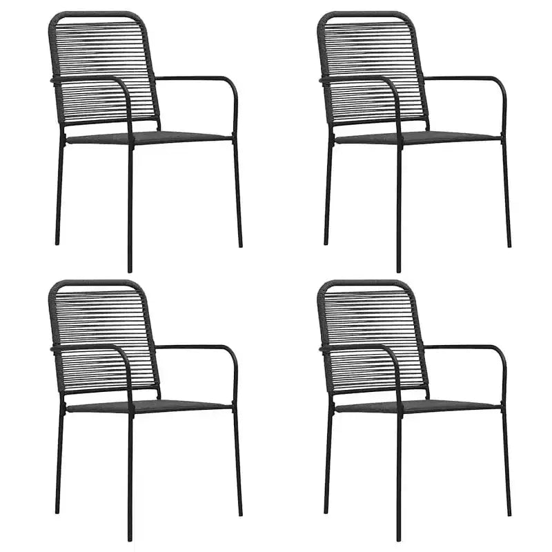 vidaXL Garden Dining Set 5/7 Piece Cotton Rope and Steel Black Outdoor Patio