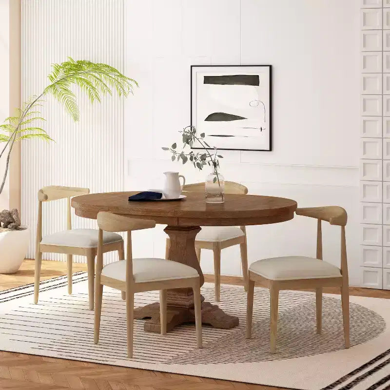 Christopher Knight Home Cotterell Contemporary Fabric Upholstered Wood 5 Piece Expandable Dining Set